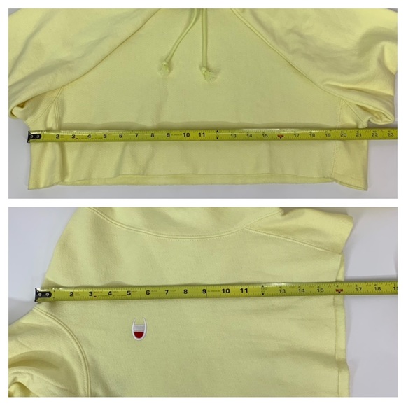 Champion Reverse Weave Lemon Yellow Thick Cropped Hoodie New Nwt Size Small - Picture 16 of 16